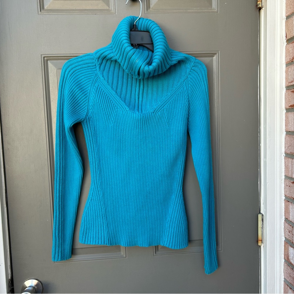 Cache Women Cowl Neck Zipper Pullover Sweater